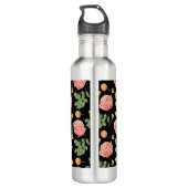 flessenperkleurig Roos botanisch patroon Waterfles (Achterkant)