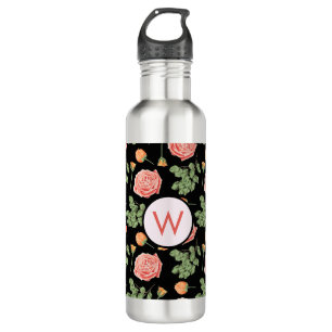 flessenperkleurig Roos botanisch patroon Waterfles