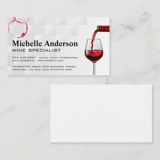 flessenschenking | Rood glas wijn Visitekaartje (Voorkant / Achterkant)