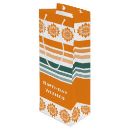 Flessenstijl Sinaasappel en Turquoise Wijn Cadeautas