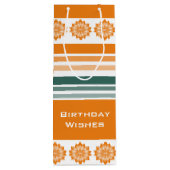 Flessenstijl Sinaasappel en Turquoise Wijn Cadeautas (Achterkant)