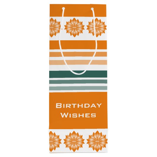 Flessenstijl Sinaasappel en Turquoise Wijn Cadeautas (Achterkant)