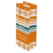 Flessenstijl Sinaasappel en Turquoise Wijn Cadeautas (Voorkant Gekanteld)