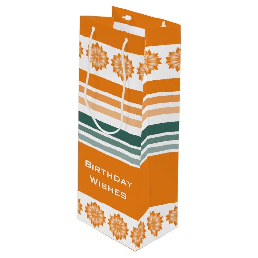 Flessenstijl Sinaasappel en Turquoise Wijn Cadeautas (Voorkant Gekanteld)