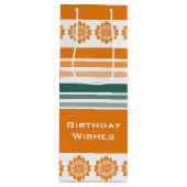 Flessenstijl Sinaasappel en Turquoise Wijn Cadeautas (Voorkant)