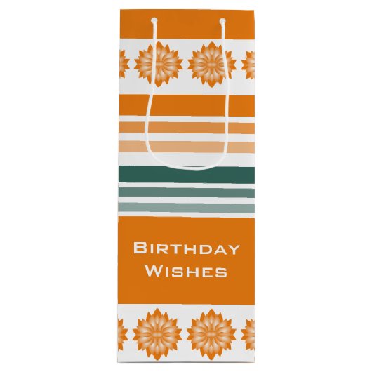 Flessenstijl Sinaasappel en Turquoise Wijn Cadeautas (Voorkant)