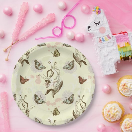  flessenvlinderpatroon papieren bordje (Feest)