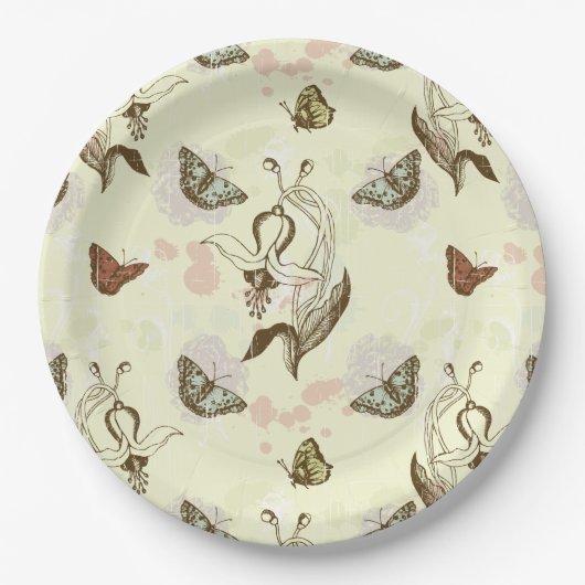  flessenvlinderpatroon papieren bordje (Voorkant)