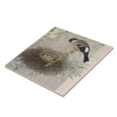 flessenvogel Nest Blue Eggs Collage Leaf Tegeltje (Zijkant)