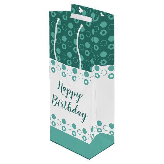 Fleszak met polka-stippen wijn cadeautas (Achterkant Gekanteld)