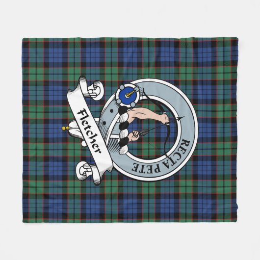 Fletcher Ancient Clan Badge Tartan Pset Fleece Deken (Voorkant (Horizontaal))
