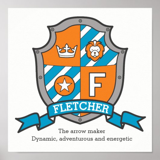 Fletcher boys F name betekenend oranje crest poste Poster (Voorkant)