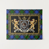 Fletcher Clan Badge & Motto w/Lions Wandkleed (Voorkant (horizontaal))