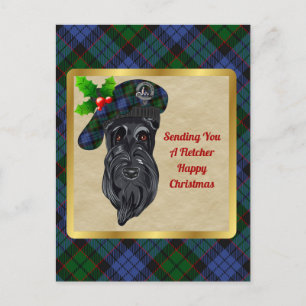 Fletcher Clan Badge & Tartan Kerstmis Briefkaart