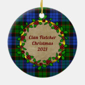 Fletcher Clan Badge & Tartan Persoonlijke mas Keramisch Ornament (Achterkant)