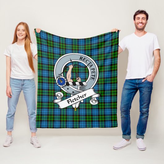 Fletcher Clan Badge Tartan Pset Fleece Deken (In situ)