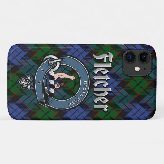Fletcher Clan Badge & Tartan Telefoon Case (Achterkant (horizontaal))
