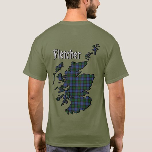 Fletcher Clan Badge & Tartan w/Motto T-shirt (Achterkant)