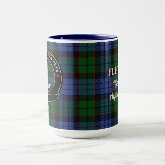 Fletcher Clan Badge & Wrap rond Tartan Mok (Midden)