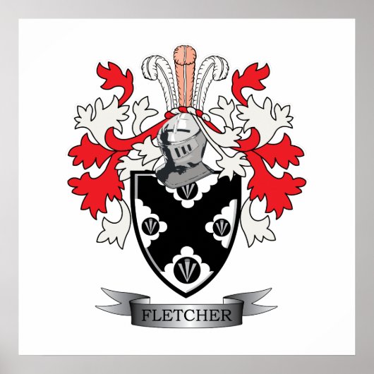 Fletcher Family Crest Coat of Arms Poster (Voorkant)