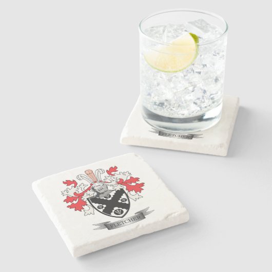 Fletcher Family Crest Coat of Arms Stenen Onderzetter (Zijkant)