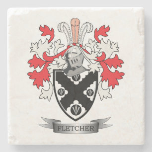 Fletcher Family Crest Coat of Arms Stenen Onderzetter
