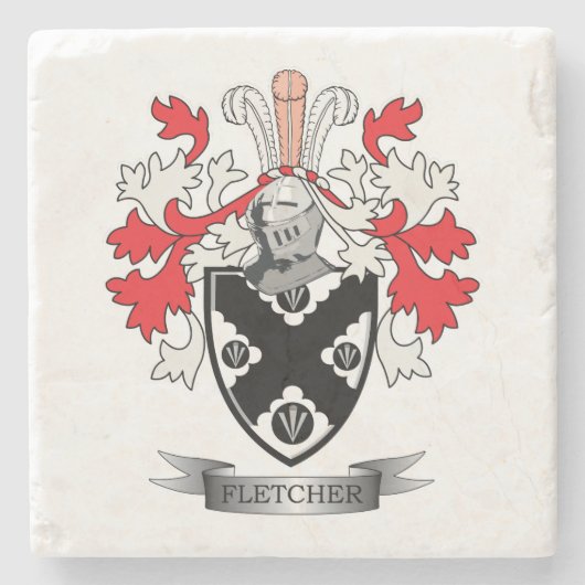 Fletcher Family Crest Coat of Arms Stenen Onderzetter (Voorkant)