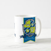 Fletcher letter F crest blue green name betekenend Koffiemok (Voorkant rechts)