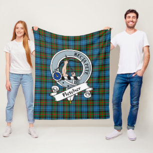 Fletcher of Dunan Clan Badge Tartan Pset Fleece Deken