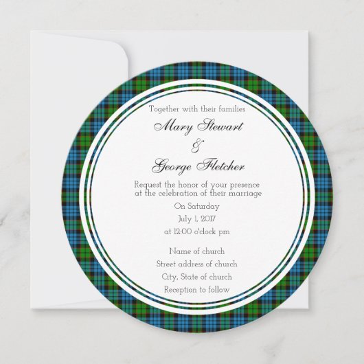 Fletcher Scottish Wedding Round Uitnodiging (Voorkant)