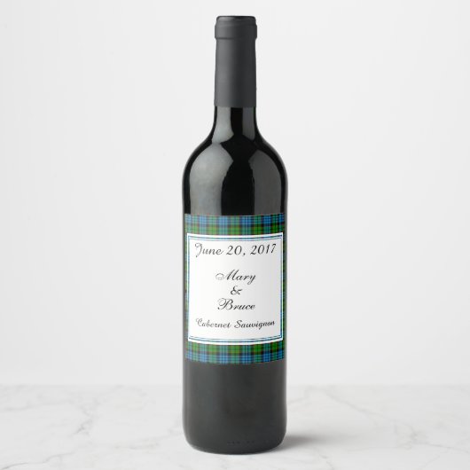 Fletcher Scottish Wedding Wine Label Wijn Etiket (Voorkant)