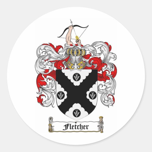 FLETCHERFAMILIE CREST - FLETCHERKAT VAN WAPENS RONDE STICKER (Voorkant)