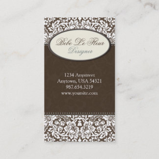 Fleur #1C Chic Brown Damask Visitekaartje