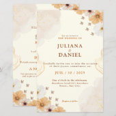 Fleur Cream Bloemen Bruiloftsinvatie met Details (Voorkant / Achterkant)