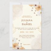Fleur Cream Floral Wedding Invitation with Details (Voorkant)