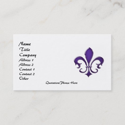 Fleur de Lis 1 Visitekaartje (Voorkant)