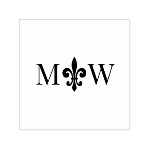Fleur de Lis #20 Koppel Trouw 2 Initialen Monogram Zelfinktende Stempel