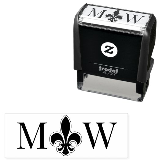 Fleur de Lis #22 Koppel Trouw 2 Initiaal Monogram Zelfinktende Stempel (In situ)