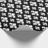 Fleur De Lis 2 Zwart-wit Cadeaupapier (Hoek)