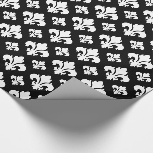 Fleur De Lis 2 Zwart-wit Cadeaupapier (Hoek)