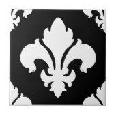 Fleur De Lis 2 Zwart-wit Tegeltje (Voorkant)