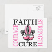 Fleur De Lis 3 Borstkanker Briefkaart (Voorkant / Achterkant)