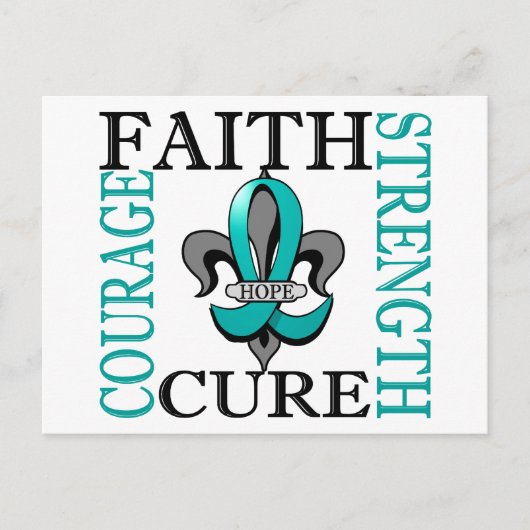 Fleur De Lis 3 Ovariumkanker Briefkaart (Voorkant)