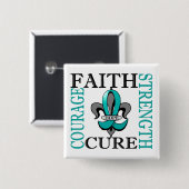 Fleur De Lis 3 Ovariumkanker Vierkante Button 5,1 Cm (Voorkant /achterkant)