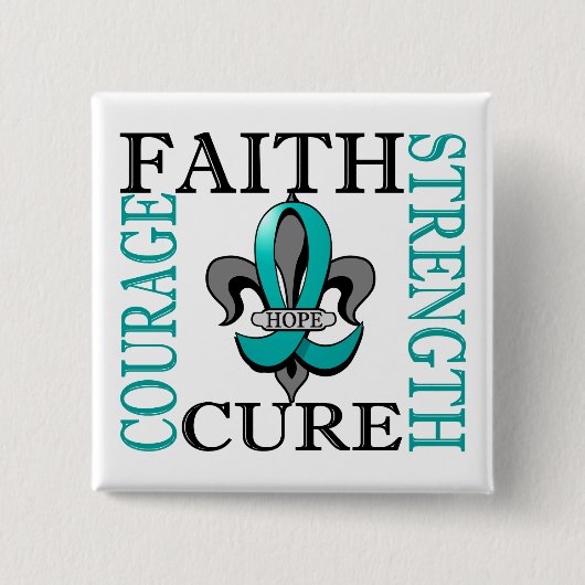 Fleur De Lis 3 Ovariumkanker Vierkante Button 5,1 Cm (Voorkant)