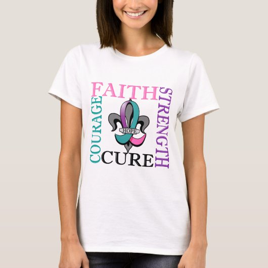 Fleur De Lis 3 schildklierkanker T-shirt (Voorkant)