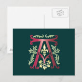 Fleur-de-lis A Monogram Briefkaart (Voorkant / Achterkant)