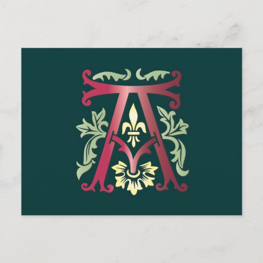 Fleur-de-lis A Monogram Briefkaart (Voorkant)