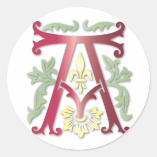 Fleur-de-lis A Monogram Ronde Sticker