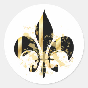 Fleur de Lis, aanpasbare tekst Ronde Sticker